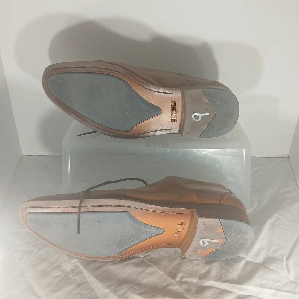 Stacy Adams Mens Cap Toe Oxford Dress Shoes Brown Leather Lace Up Size 10M‎